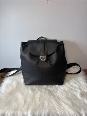 DKNY black pebbled leather backpack